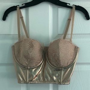Victoria Secret Bustier Top Metallic Pleather Lace